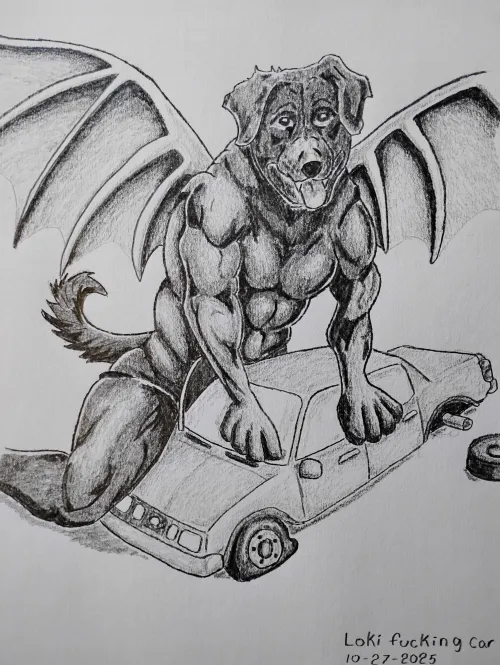 Loki fucking car, a sketch i just did for this bizzare subreddit