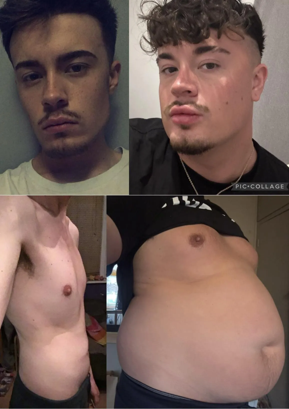 Before and after I discovered I was into gaining 🐷