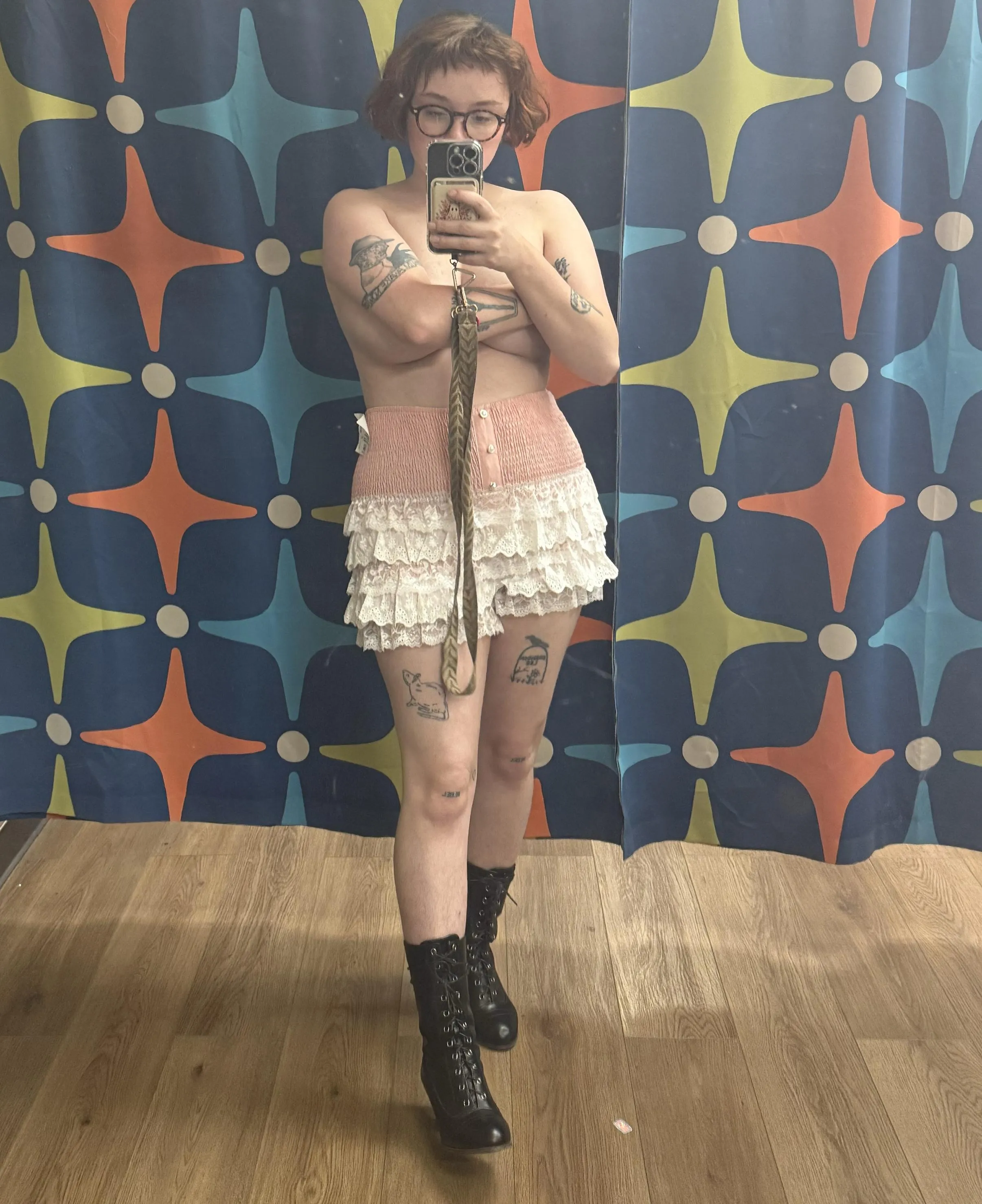 I feel like you guys might like this boot & bloomer combo that I tried on at a vintage shop.