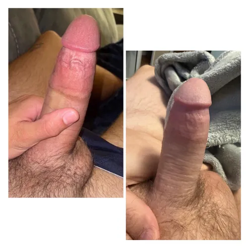 My (26, left) 7” cock vs my friends (33, right) 5” cock