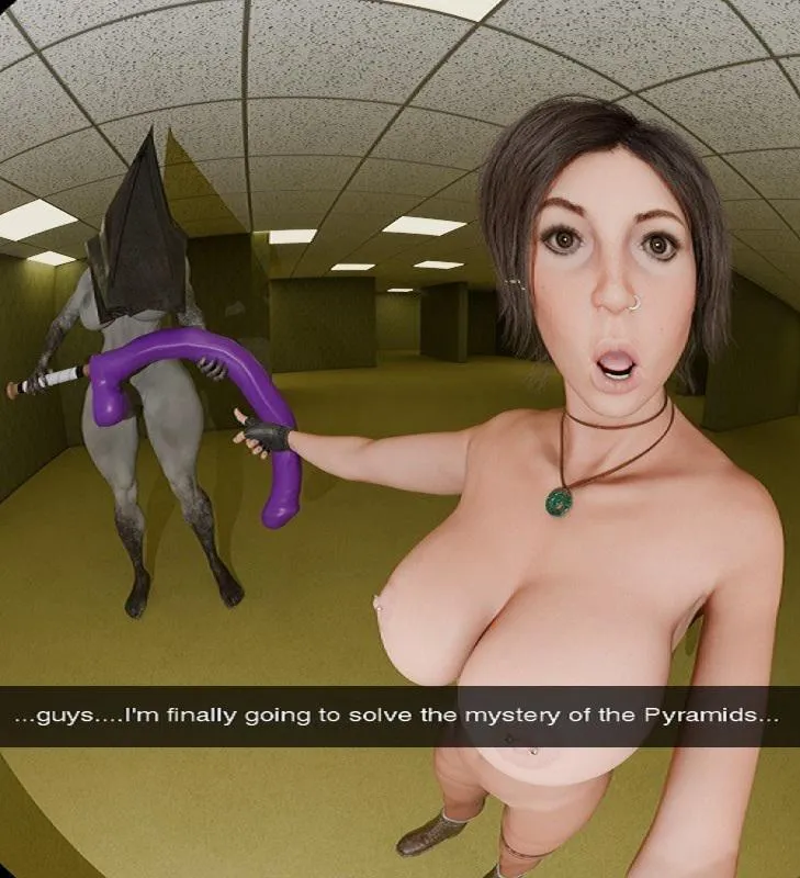 the mystery is finally solved... (@bananotrentatre) (rule 34) (lara croft and pyramid head) [tomb raider and silent hill]