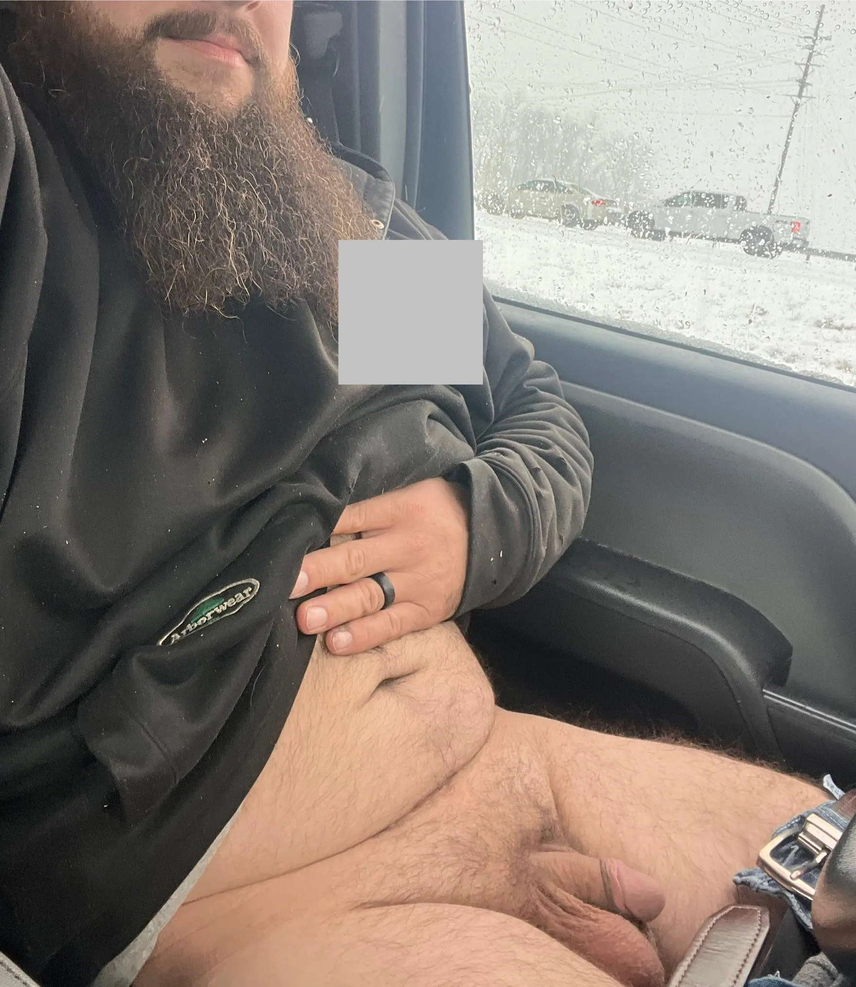 Just some snowy traffic cock