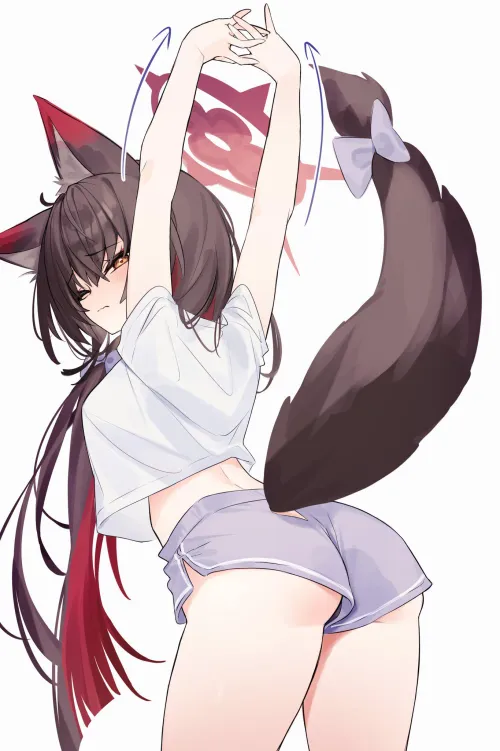 Casual Wakamo stretching