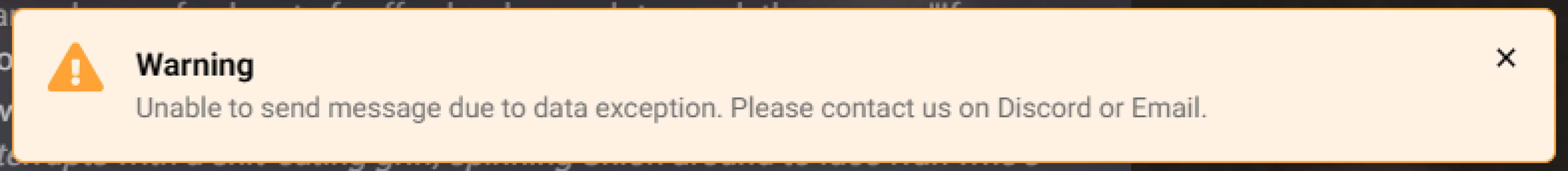 error when sending the message.