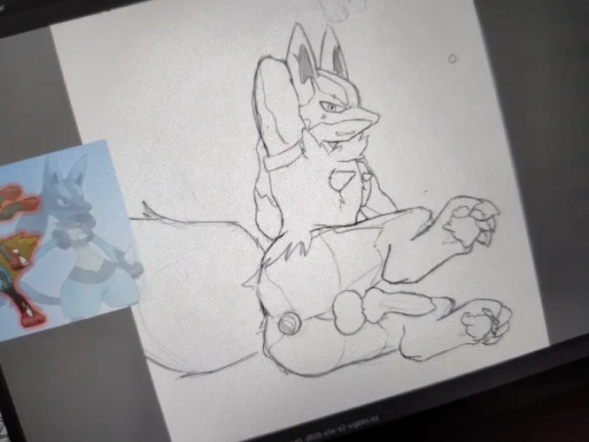 Random mega Lucario sketch (art by me )