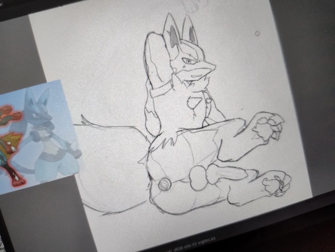 Random mega Lucario sketch (art by me )