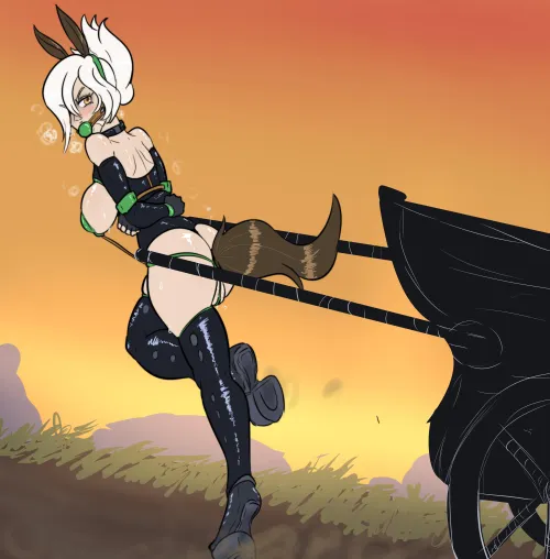 Riven was punished and now must work as a pony pulling a cart (askforduran)