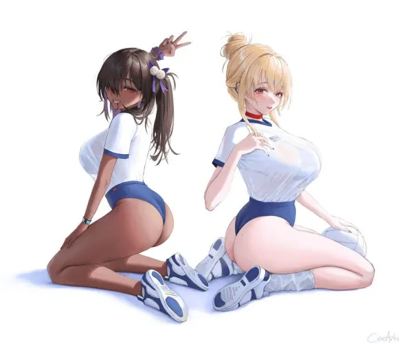 Naga & Tia Sitting their Buruma Butts [Nikke]