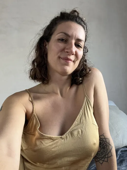 No bra in my fave satin dress