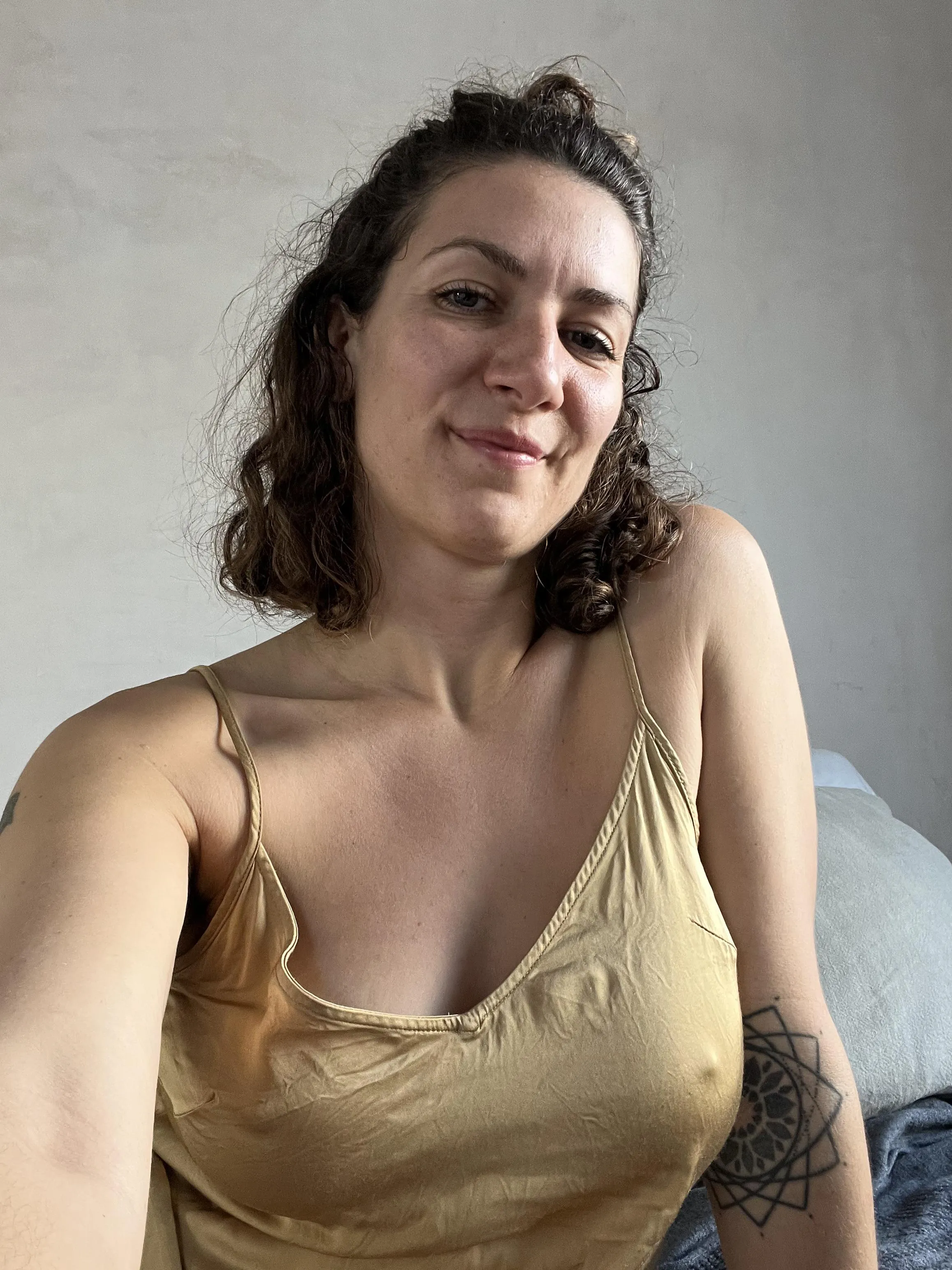 No bra in my fave satin dress