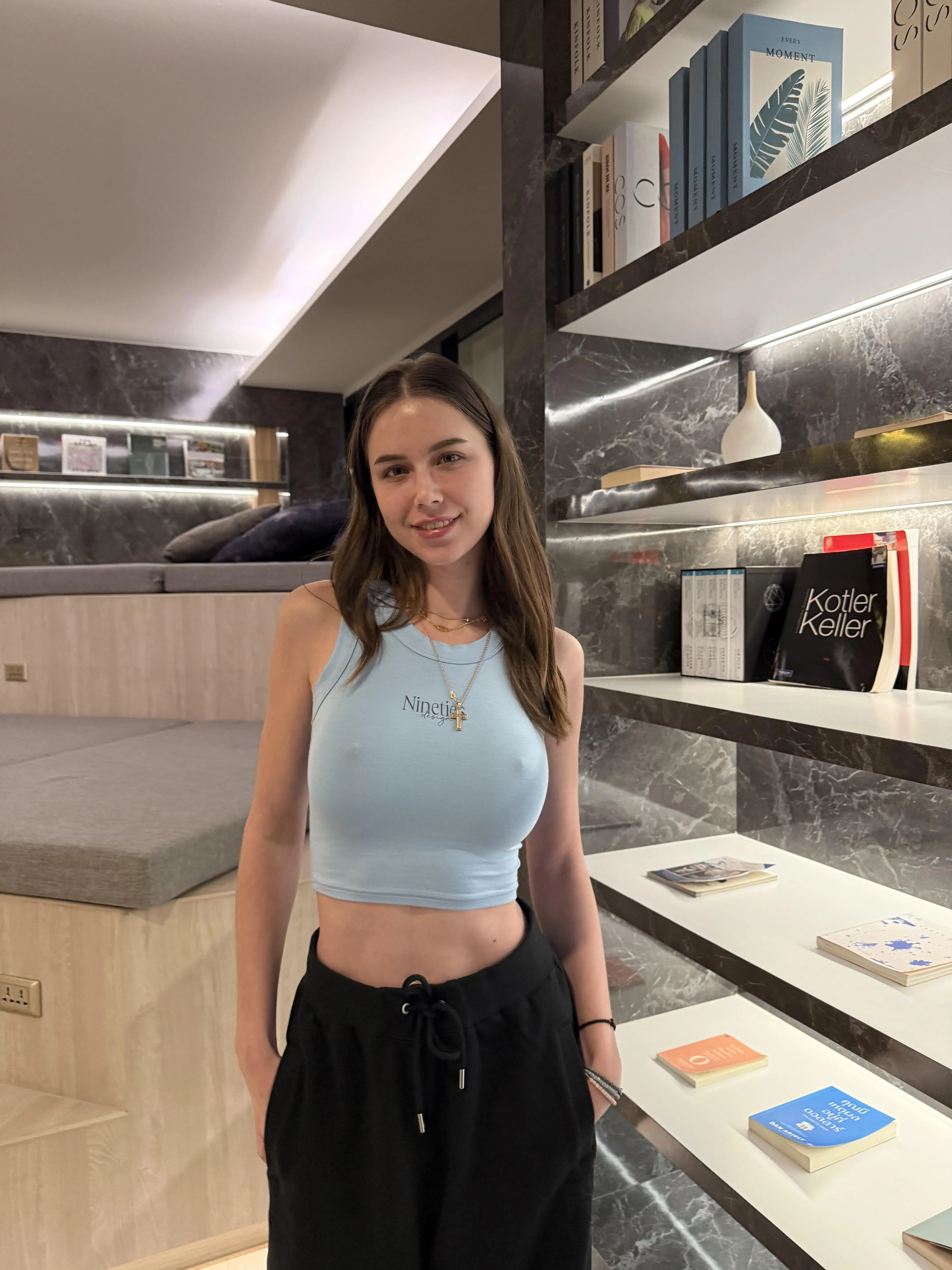 Visited the library Braless
