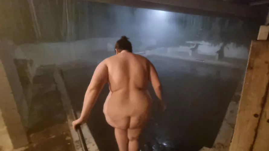 Taking a dip at the local hot spring