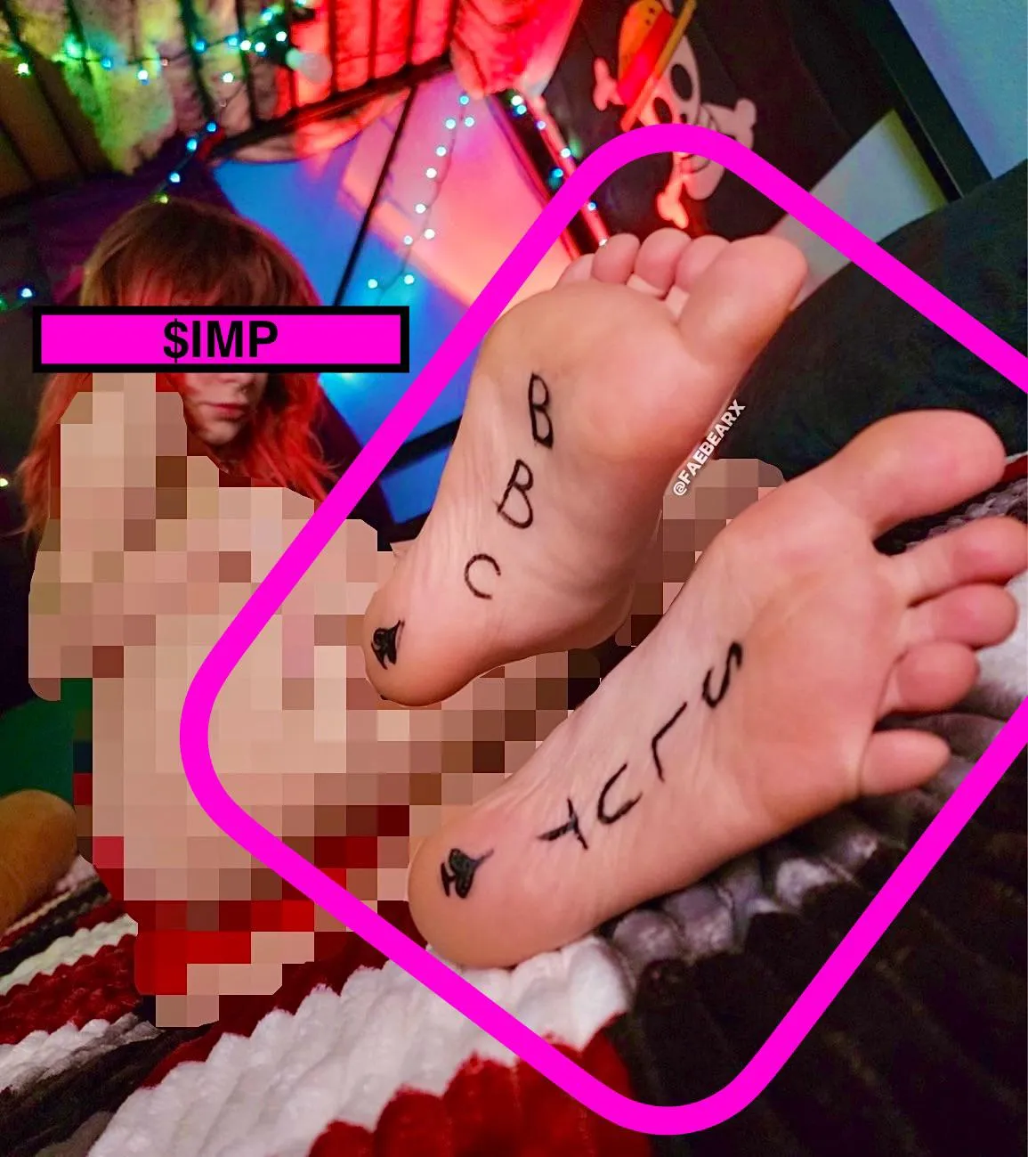 Faebear puts all her important messages for pathetic whitebois on the bottom of her feet, that way she knows for certain that they’ll be seen.