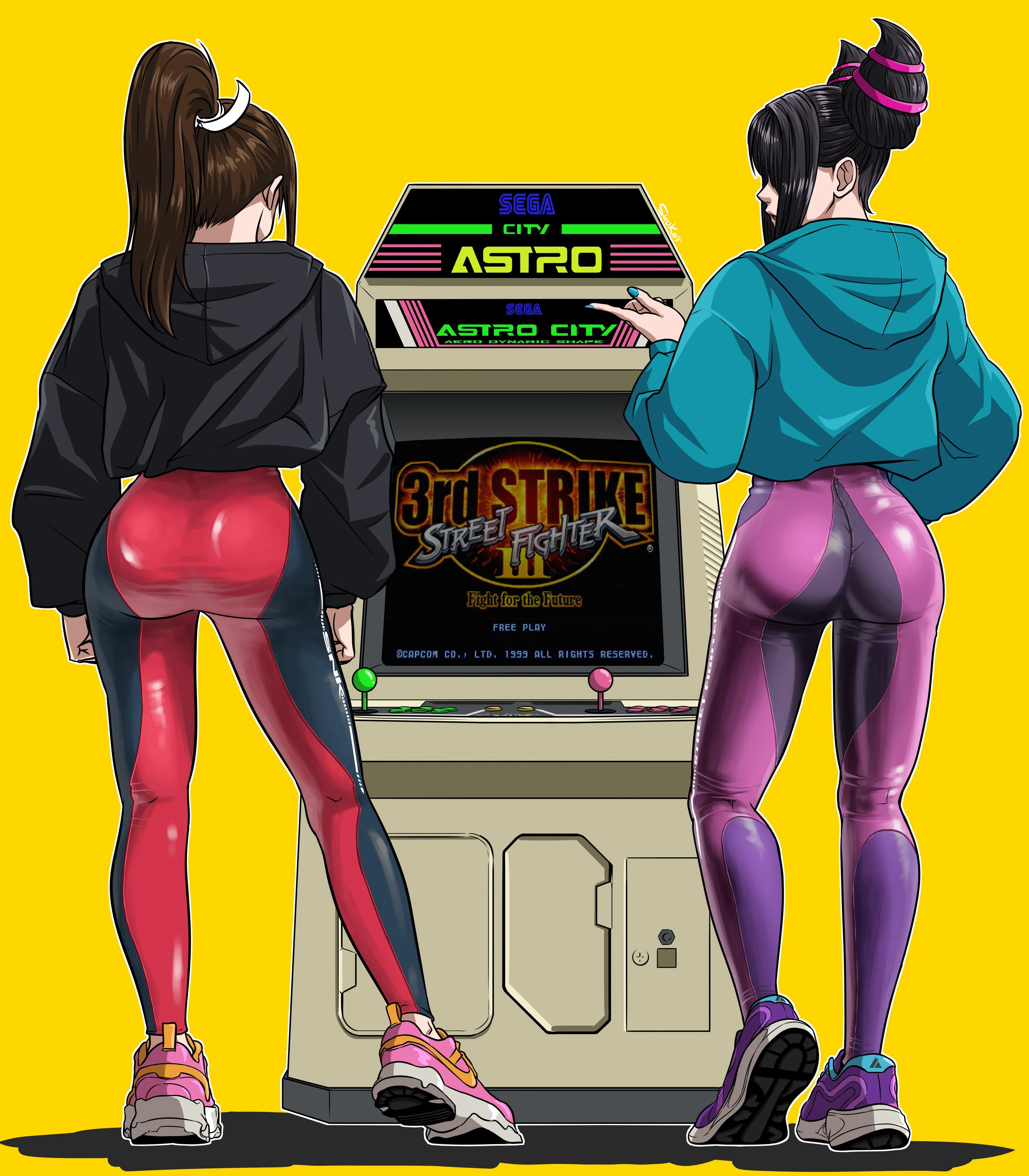 Mai and Juri nice asses at the arcade (Shukei) [Street Fighter]