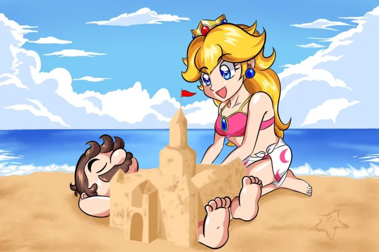 Mario and Peach at the beach (kitt-fishy)
