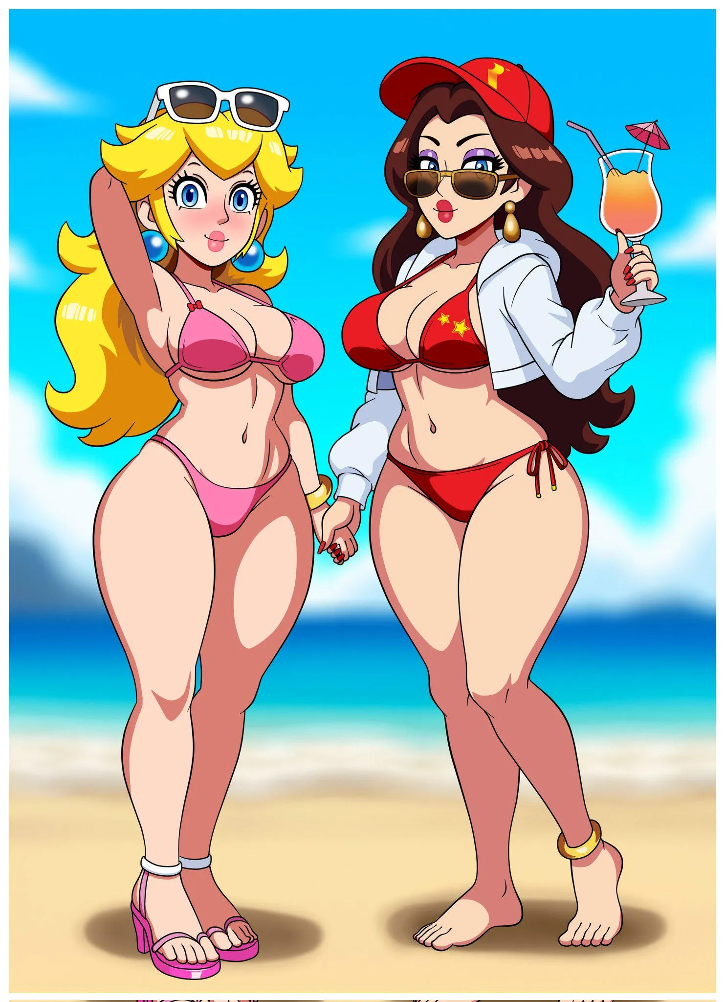 Pauline and Peach at the beach (Woomy)