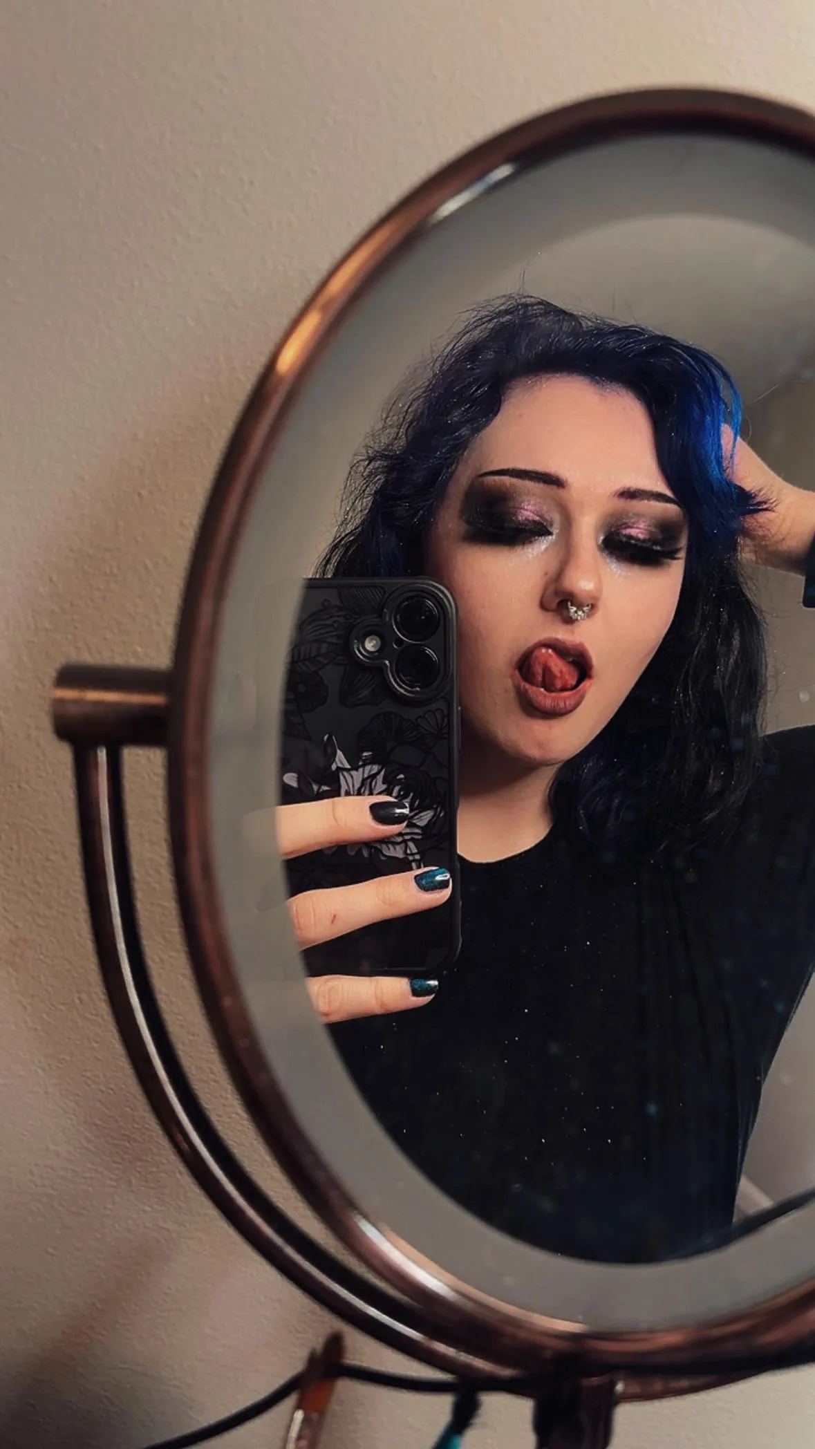 Purple hair and eyes