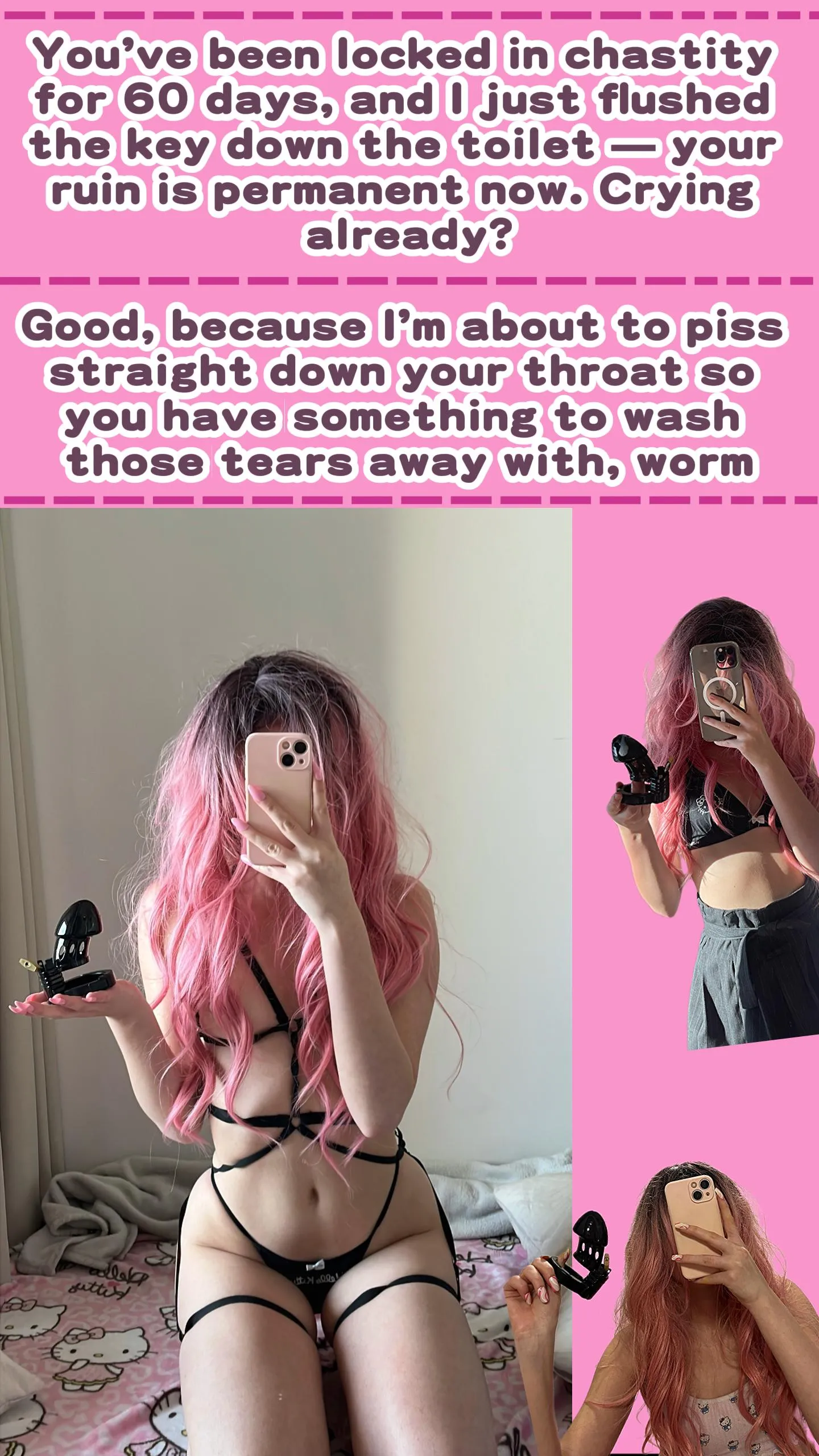 Your cage is my favorite accessory - especially when you're suffering in it!🗝️