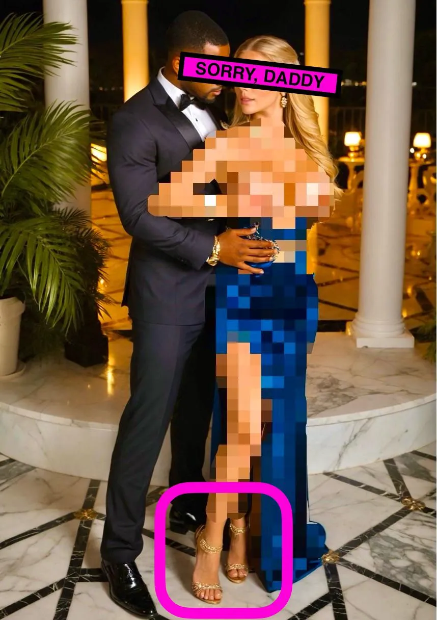 Your daughter didn’t even wait until they got to a party or hotel room. She let her prom date start peeling her out of her way-too-sexy dress right there at the prom in a secluded area where only her whiteboi ex boyfriend could see. Art by @Noire_Ai