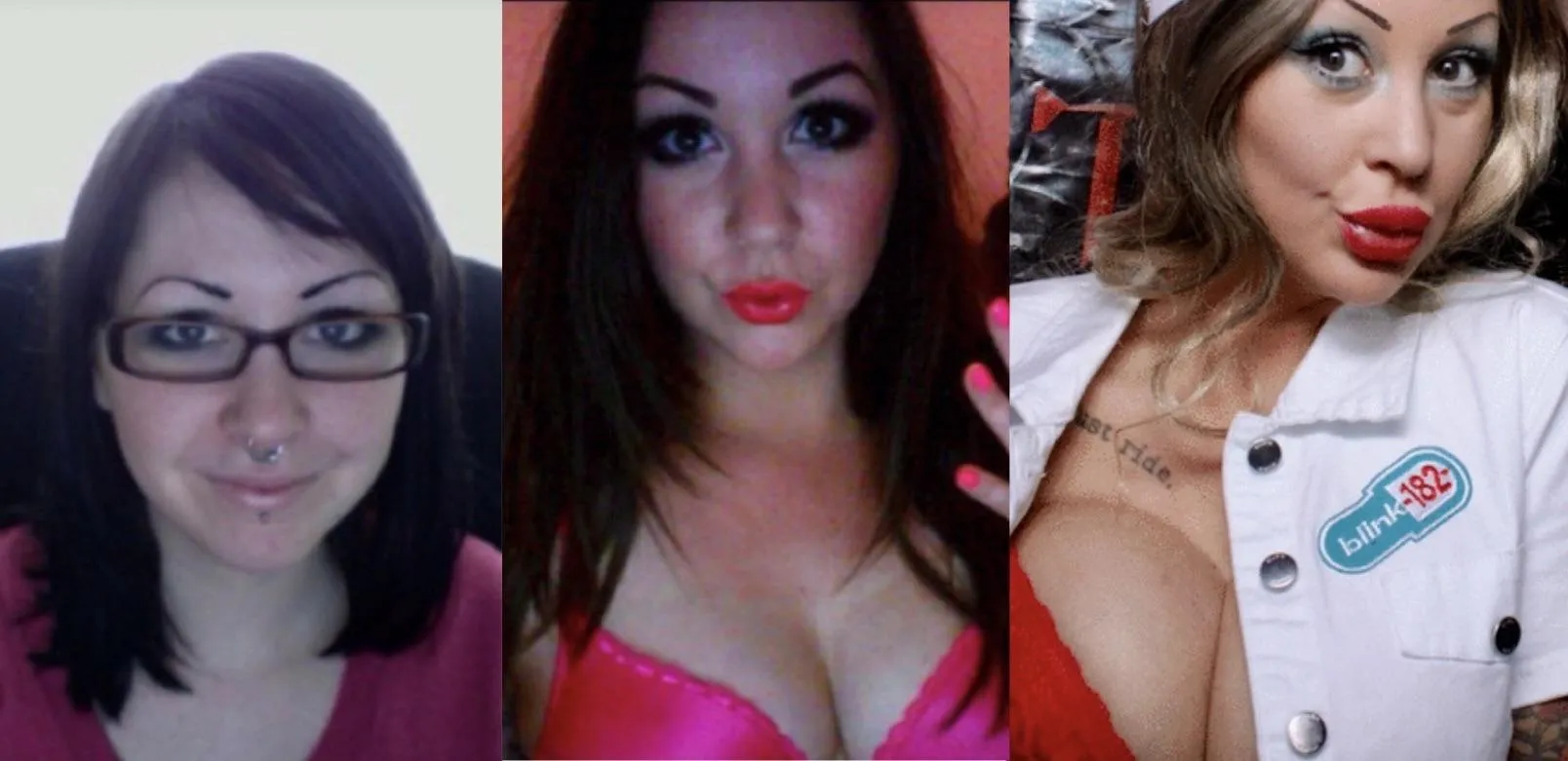 3 stages of my bimbofication: before I discovered it, when I first tried to dress up like a bimbo, and finally now. I can’t wait to continue my journey 🩷