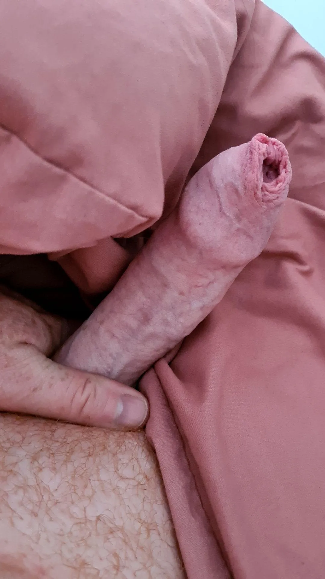 Harder I get the less over hang. Still plenty there though for you to chew, suck and peel back