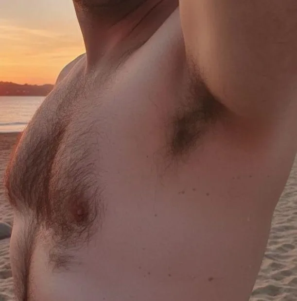 Masculine lines under sunset light
