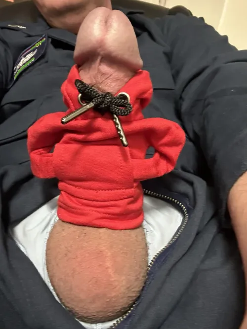 Looks so happy in his new hoodie.