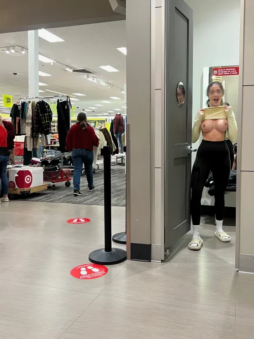 Trying on a new pair at target