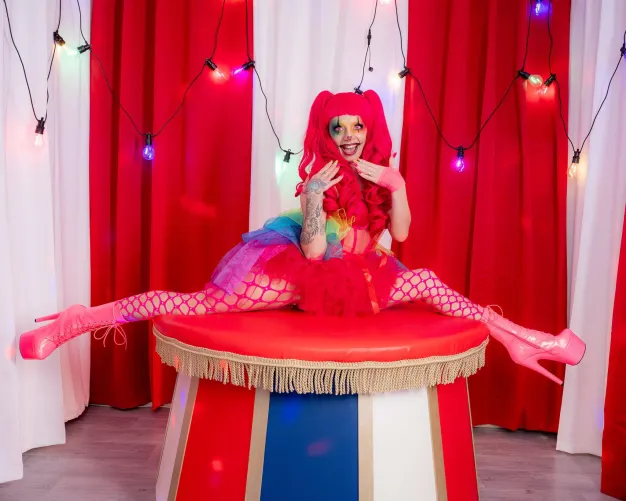 A clown in her natural habitat