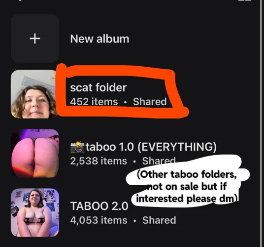 SCAT ALBUM 400+ videos and photos for sale $35 (one time payment, forever access, google photos you receive the link by email or being sent the link!)