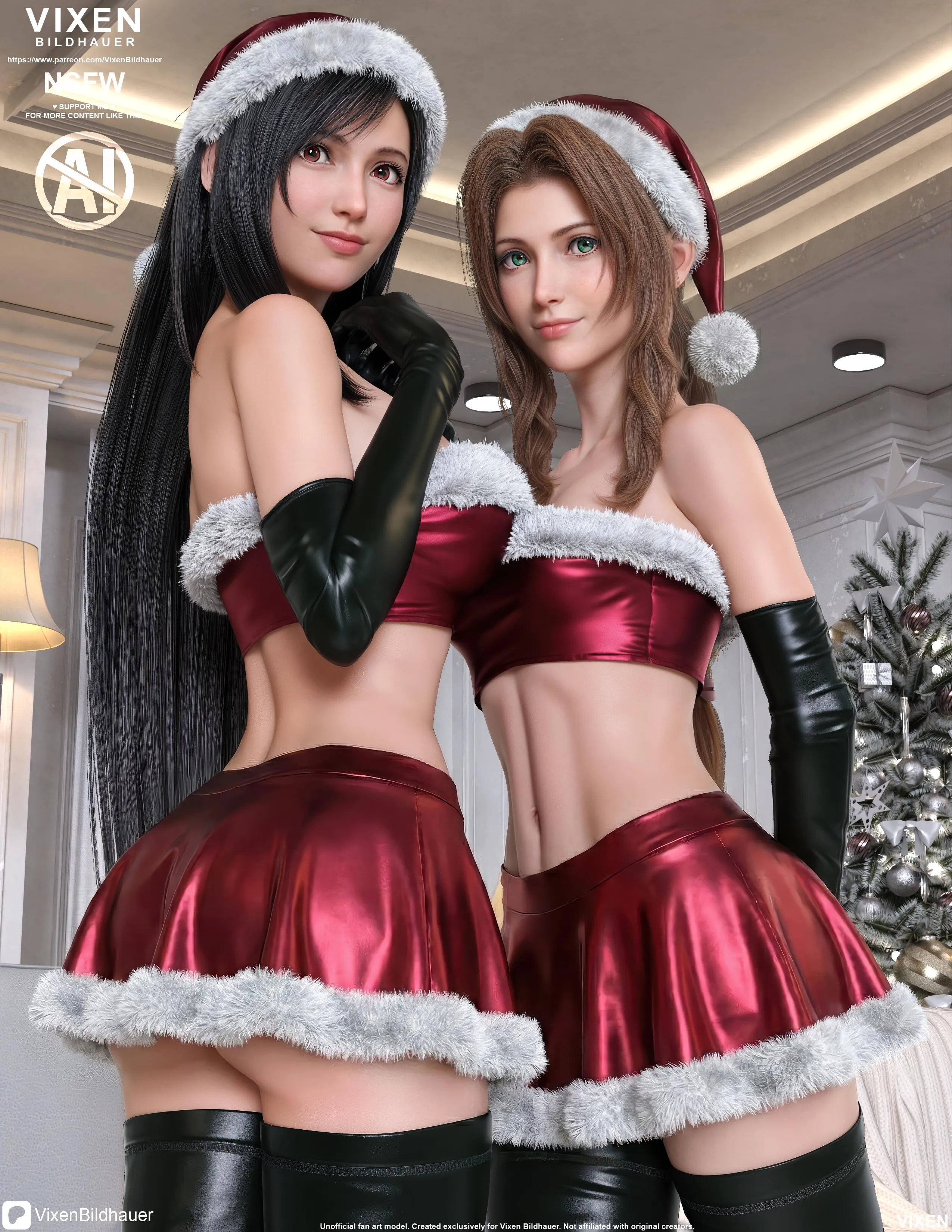 Tifa x Aerith - Silver Whispers (Art by VixenBildhauer)