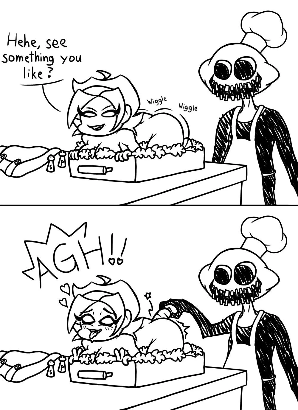 When your dinner is way too horny (Art by me)