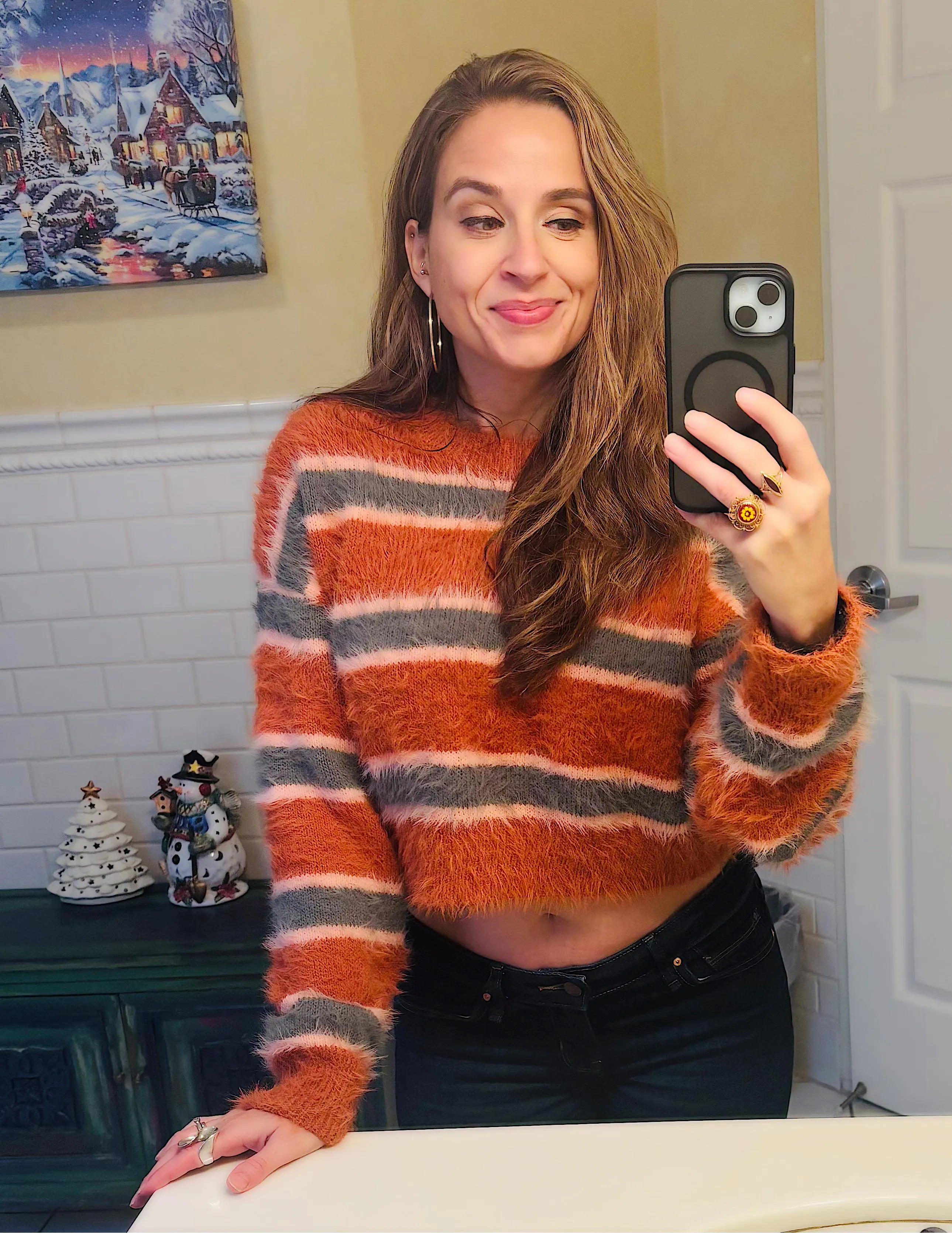 Fuzzy cropped sweater weather