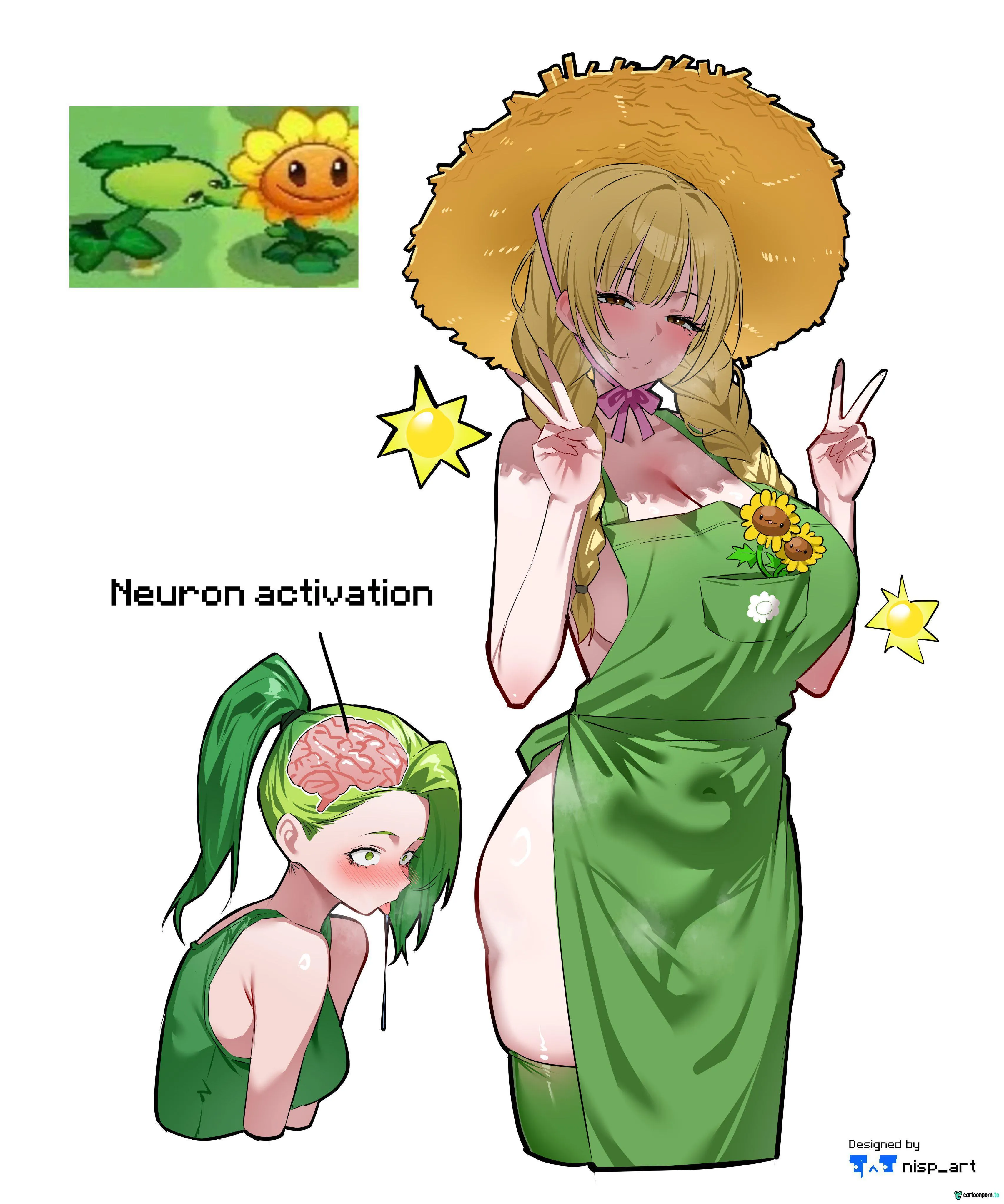 Rule 34 Sunflower &amp; Peashooter (nisp_art) [Plants vs Zombies]