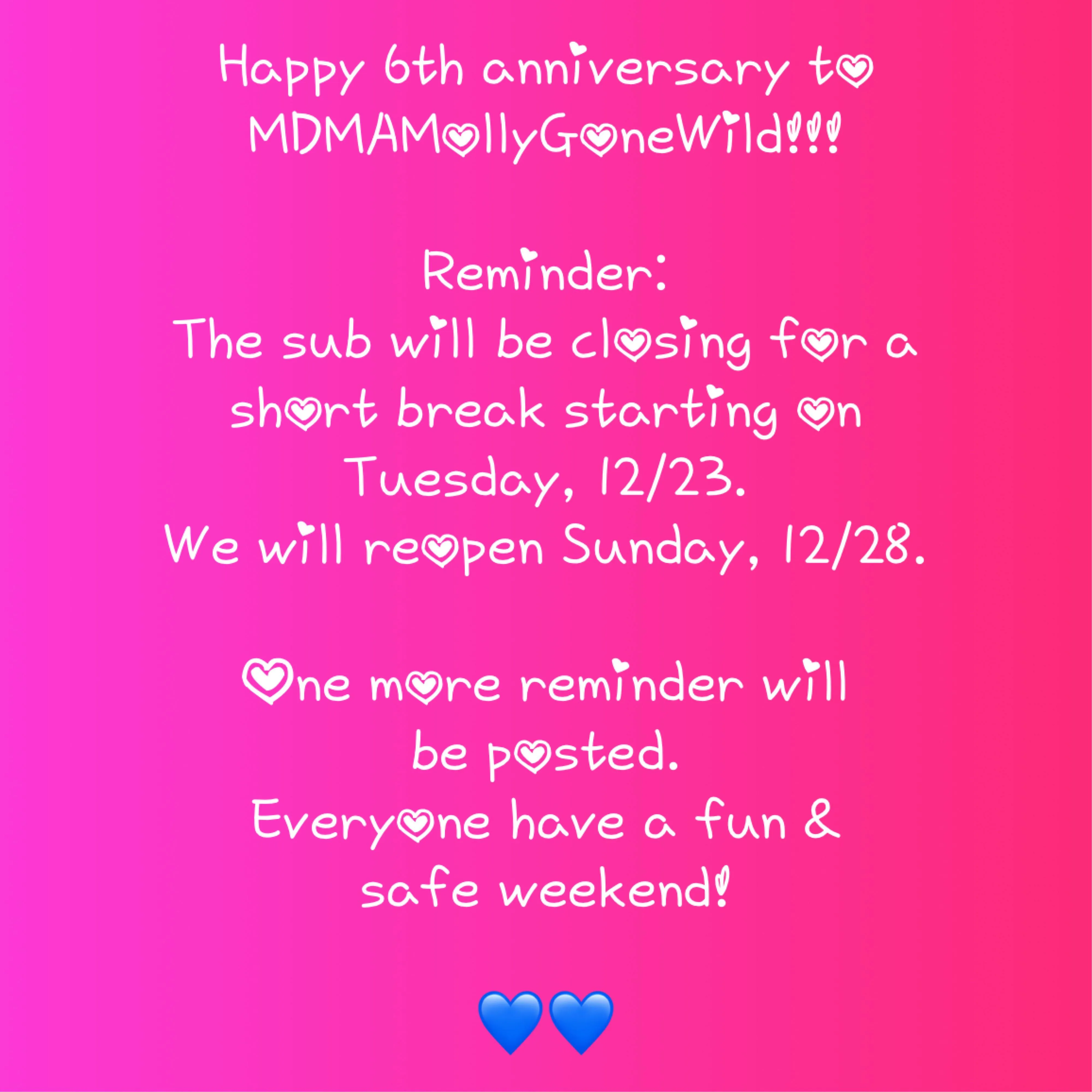 Reminder: Sub will be closing 12/23-12/28.