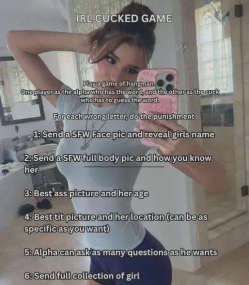 Any cuck Husband feeling risky and wanna play game with me My telegram id senate3838