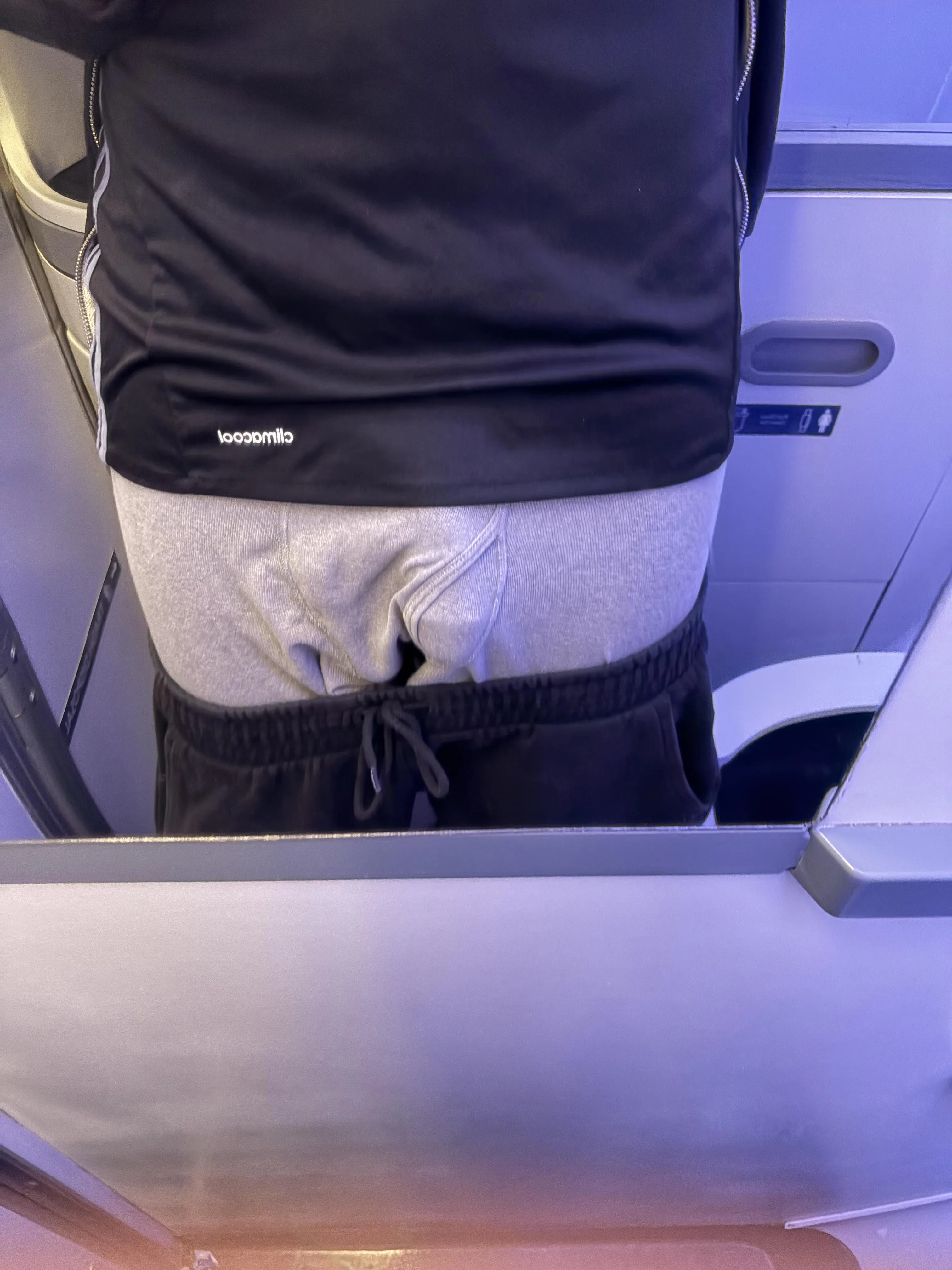 In the airplane bathroom