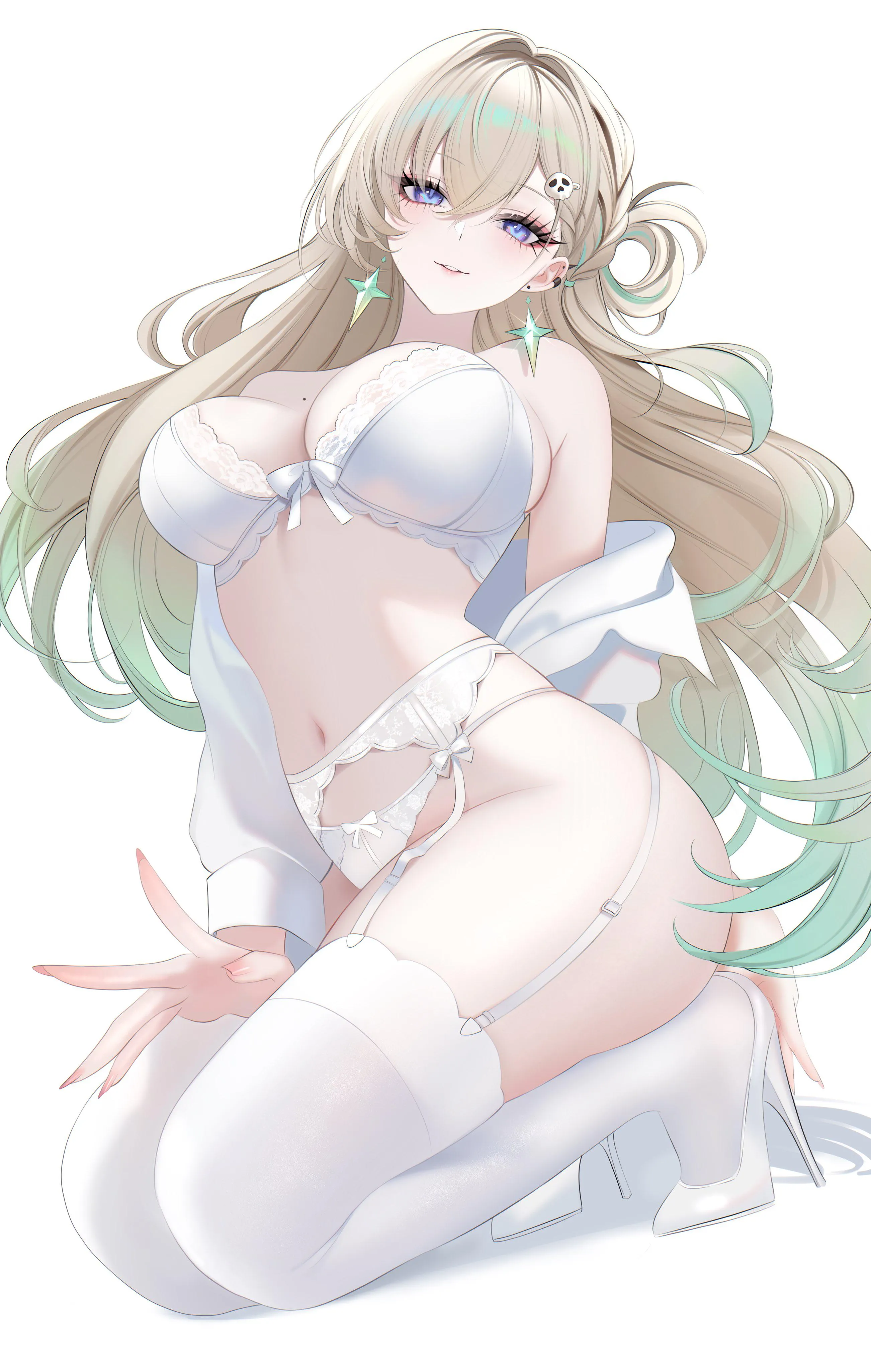 Lynae in white underwear and garter belt (Arisuwu) [Wuthering Waves]