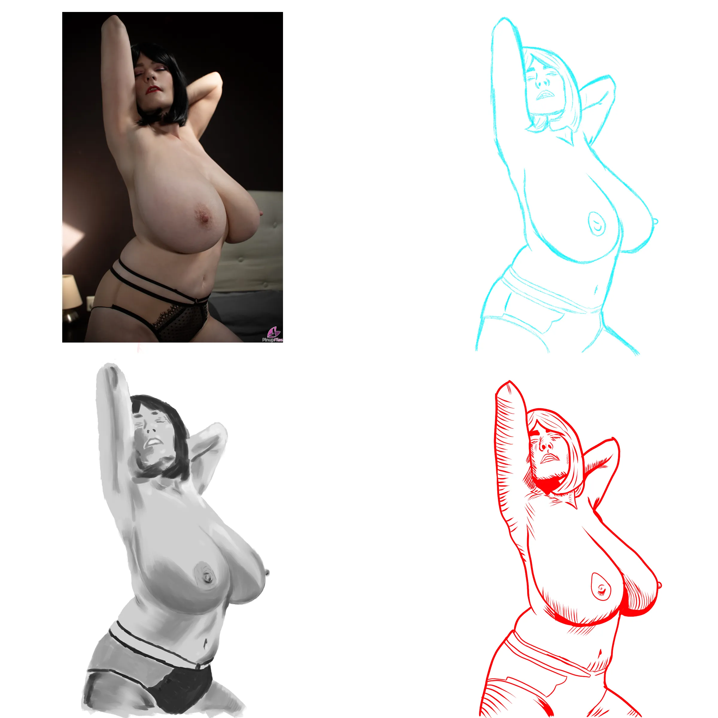 Messy Cleo: Pencil, Ink & Paint Study by Me