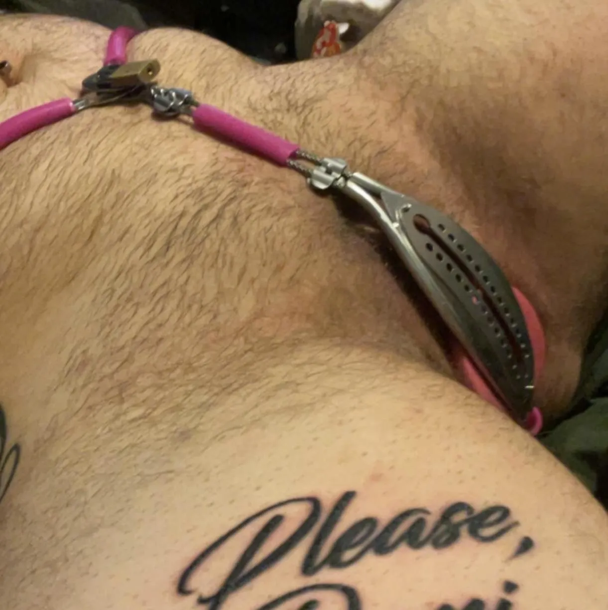 GF made me (FTM) clean her apartment locked up with a dildo in. Fresh tattoo made it even more fun.