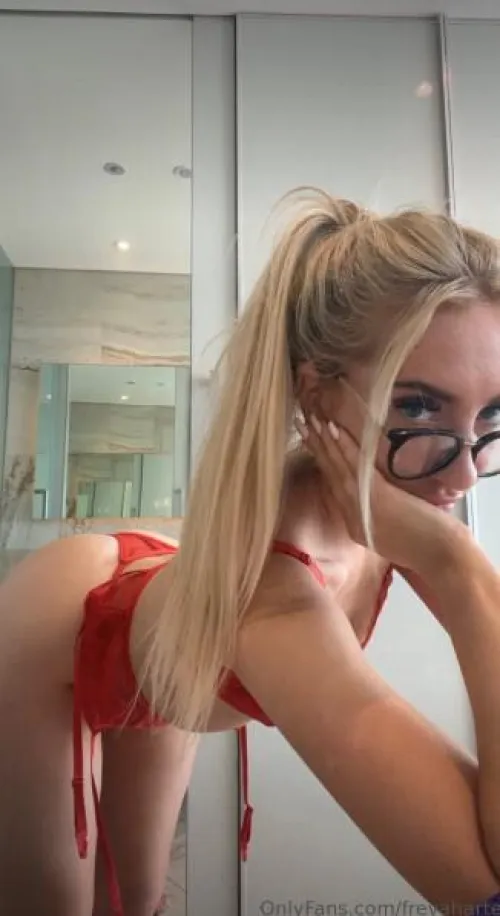 Flaunting my butt in a red thong