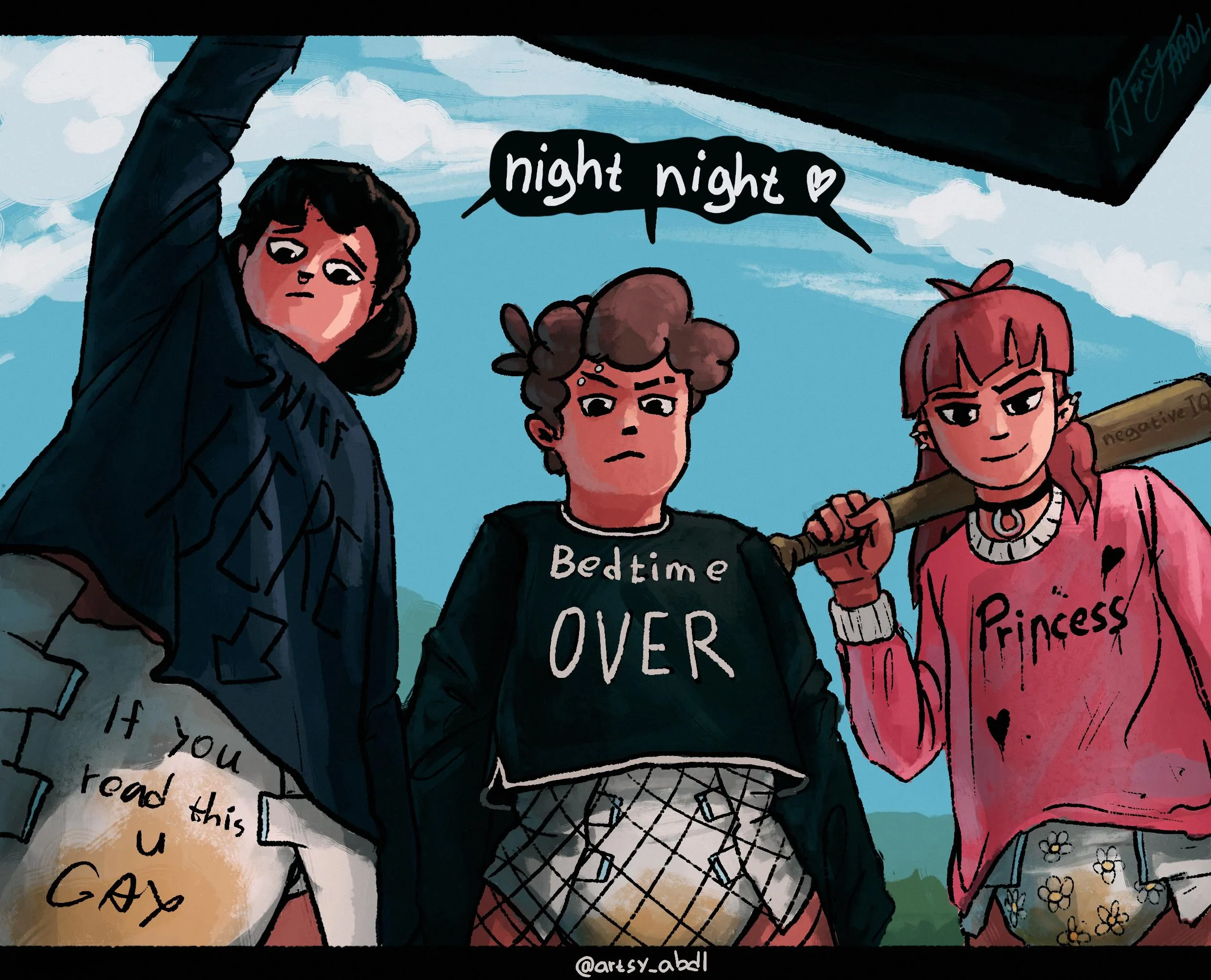 only US get to skip bedtime, night night kiddo ˘^˘