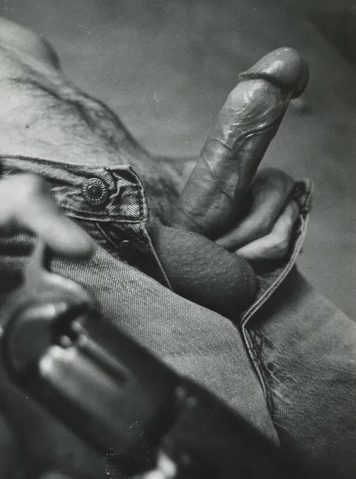 501 and gun (bw print from 35mm)