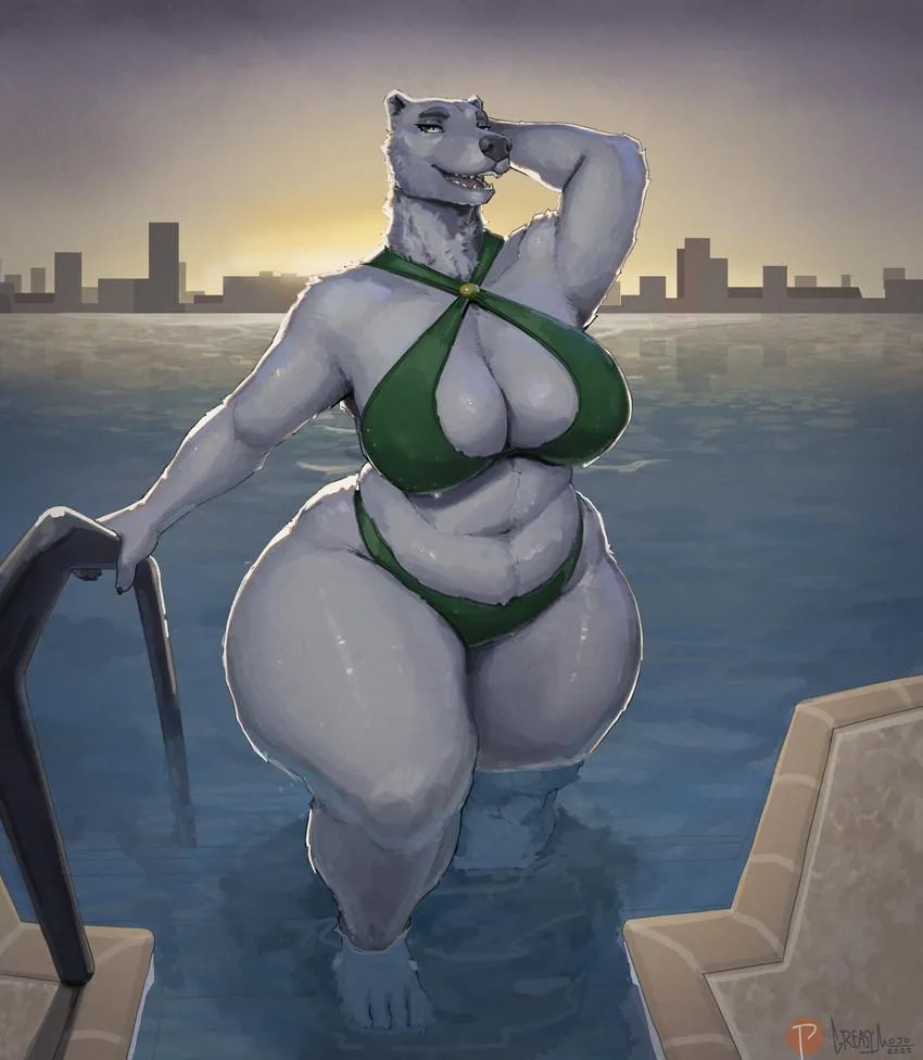 C'mon honey, the water isn't that cold! And if it is, well... mommy can warm you up later~
