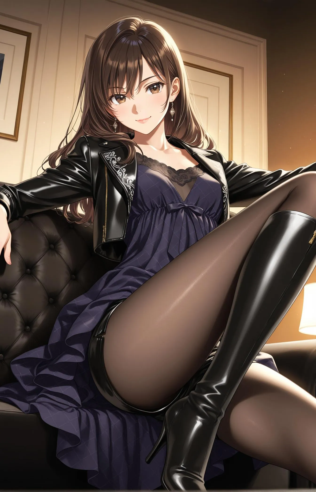 Leather Jacket & Knee Boots