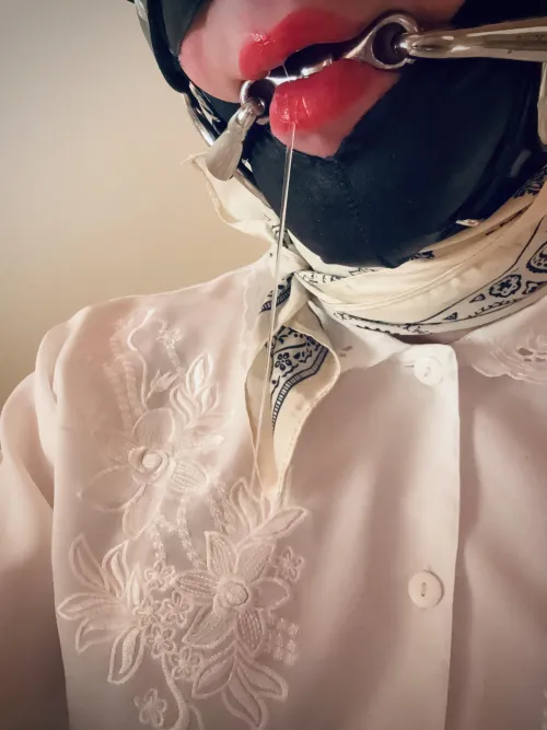 Pony drooling ❤️ This bit has tongue port that makes me feel so helpless and I love it ❤️