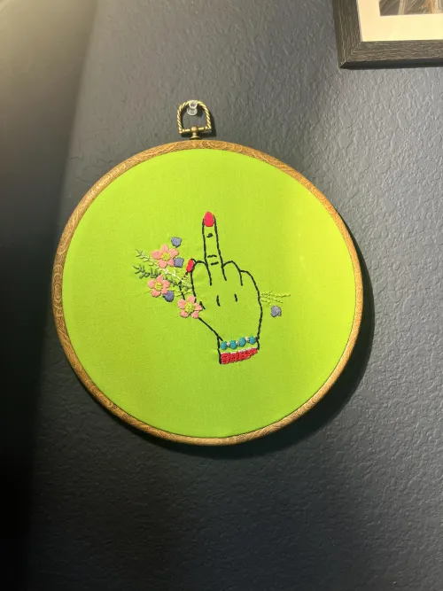 Two of my aunts said I should spend my time on “more acceptable” hobbies, but I think a nice middle finger is very called for in this day and age, don’t you? Finished this a month ago.