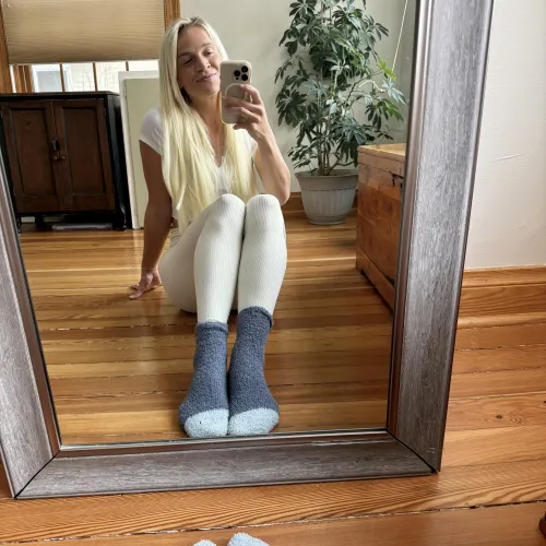 Cozy blue fuzzy socks😇