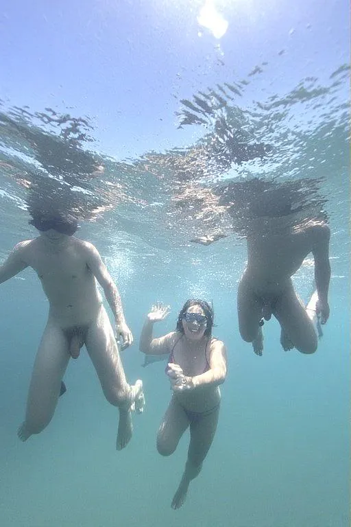 Swimming nude with clothed girl 🏊🏻‍♀️