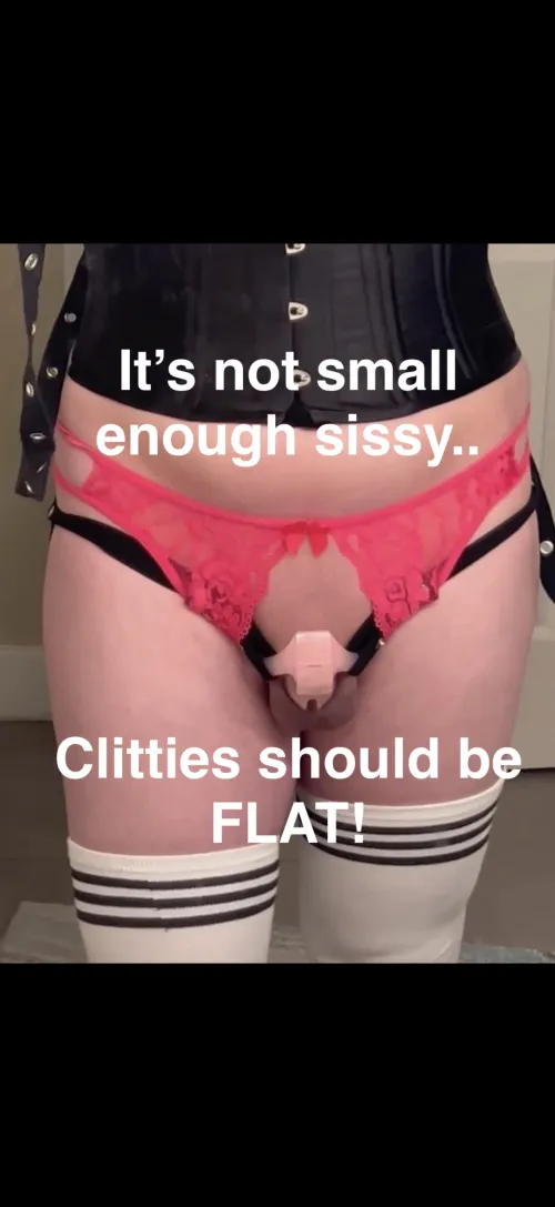 Be a good sissy and shrink that tiny clit away…. Only your pussy matters now :)